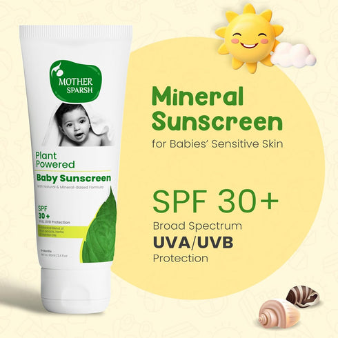 Natural Baby Sunscreen Lotion, SPF 30+, 100ml, Organic Ingredients, Plant Derived 95% Bio Based