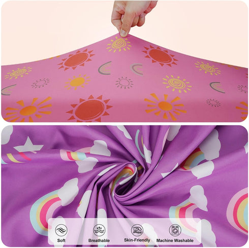 4 Pack 28 52 Sun & Rainbows Crib Sheets Girl, Breathable Soft Microfiber Fitted Baby Crib Sheets, X in Crib Mattress