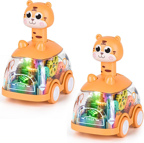 Baby Toy Cars - Press and Go Car for Toddler, Light Up Toys Birthday Gifts for Kids Boys Girls, Tiger 2PCS