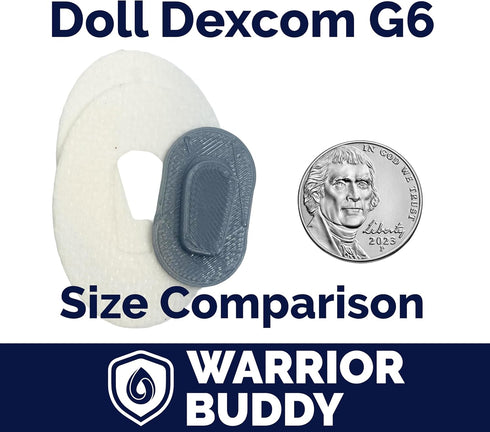 Warrior Buddy Diabetes Accessories compatible with 18" dolls or plush toys. (Dexcom G6, Plastic)