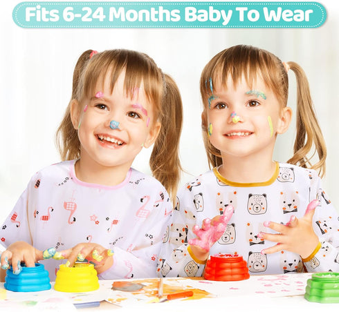 Pack Tarpop Long Sleeve Bibs Infant Smocks Multi Waterproof Soft Sleeved Bibs for Babies Toddler Eating Feeding