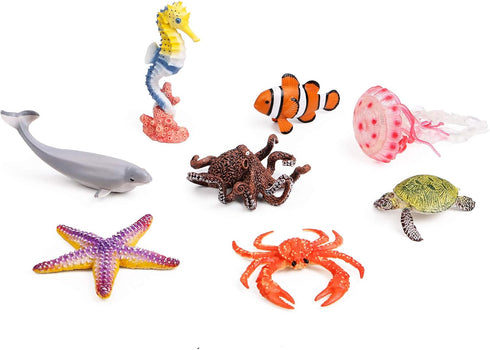 8pcs Playset UANDME Sea Animal Figures Realistic Ocean Animal Figurines Toy for Kids Cake Toppers Decoration