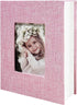 Photo Album 4x6, 100 Pockets, Linen Cover Top Loader Vertical, Slip-in Picture Pink Pockets for Wedding and Family