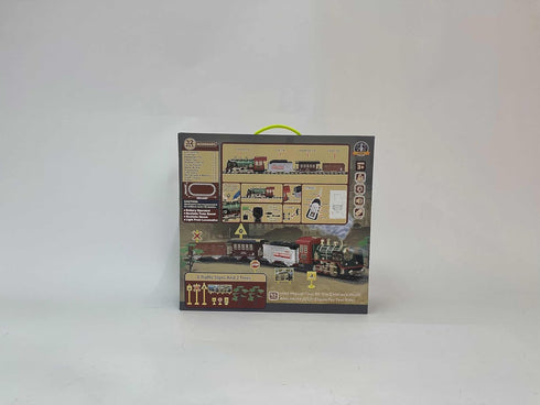 Mini Tudou Christmas Electric Train Set w/Steam, Sound & Light, Remote Control Train Toys with Steam Locomotive Engine,