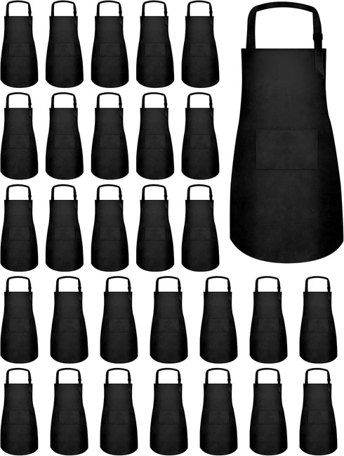 30 Pcs Kids Apron Bulk Adjustable Children Bib Aprons with Pockets for