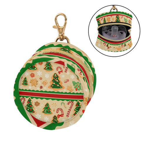 Christmas Elements Round Pacifier Storage Case with Zipper, Portable Pacifier Case for Travel, Diaper Bag & Purse