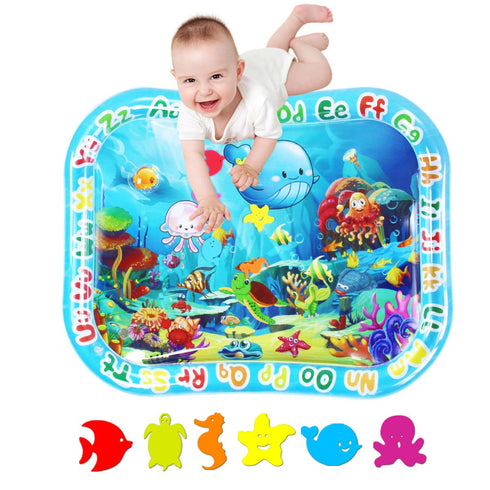 Extra Big Infant Water Mat, Large Water Play Mat, Seas and Oceans Tummy Baby Toys with BB Call, Fun Early Development