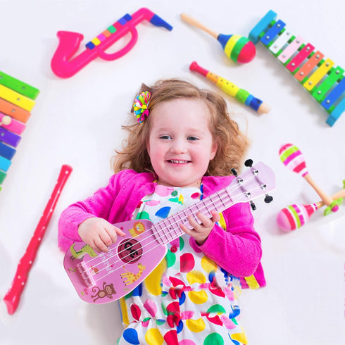 17" 4 3, 4, 5, 6, 7 YOLOPARK Kids Toy Guitar for Girls Boys, Mini Toddler Ukulele Guitar with Strings Keep Tones Can