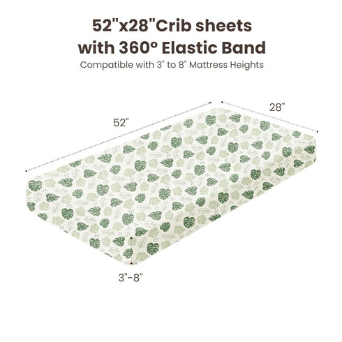 2 Pack, 52"x28" Konssy Muslin Crib Sheets for Boys, Soft Cotton Neutral Baby Sheets for Standard Crib Mattress (Sage