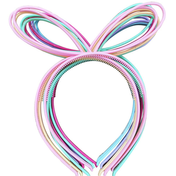 XIMA 12pcs Plastic Girls Headbands with Bunny Ears, Bows, Party Hair Accessory (SP-Rabbit Ear)