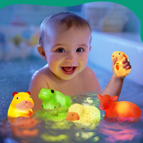 1-3: 6 Set, 1 2 3+ Bath Toys for Toddlers PCS Light-Up Farm Animal Bath Toy Baby Bath Toys, Bathtub Pool Bath Toy