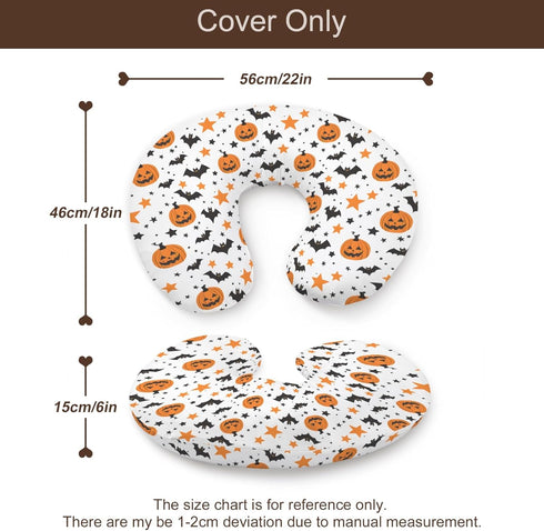 KuphiL10C Halloween Pumpkin Bats Stars Pattern Nursing Pillow Cover, Unisex Fall Autumn Holiday Removable Breastfeeding