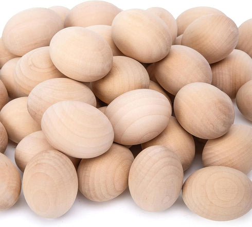 SallyFashion 60 PCS Wooden Easter Eggs, Fake Eggs for Dying DIY Party
