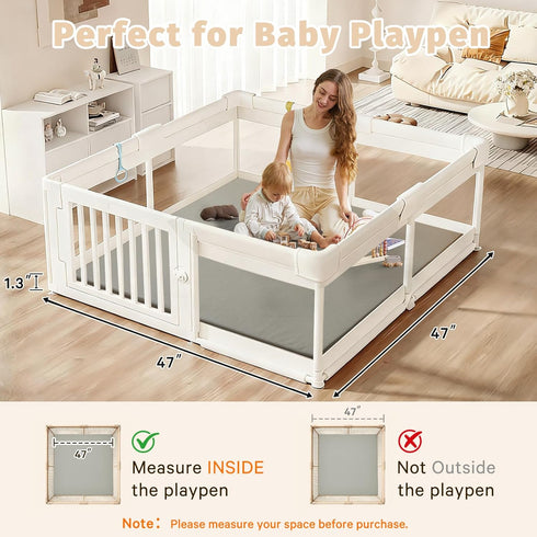47"x47" 1.3" Baby Play Mat for Floor Nursery Rug Muscle Mat Area Rug Playroom Rug Playpen Mat Memory Foam Thick