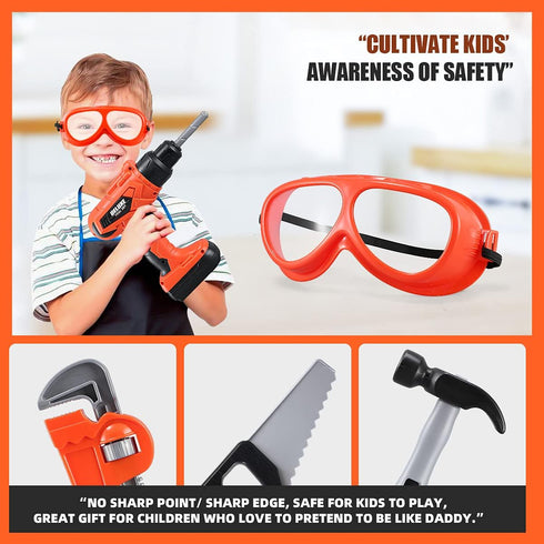 Set 48 Set 3,4,5,6,7,8 Kids Tool Zealous pcs Toddler Tool with Tool Box & Electronic Toy Drill, Pretend Play Kids Toys