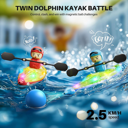 2 Pack 6-12, 3 40 SYMA RC Boats for Kids Remote Control Kayaks with Magnetic Dolphin Nose & Balls, Up to Min Playtime
