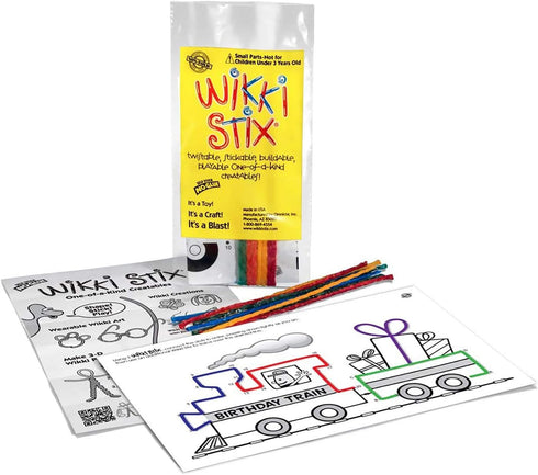 WIKKI STIX Birthday Fun Favors, Pack of 20 Individual Fun Favors with Birthday Themed Play Sheet
