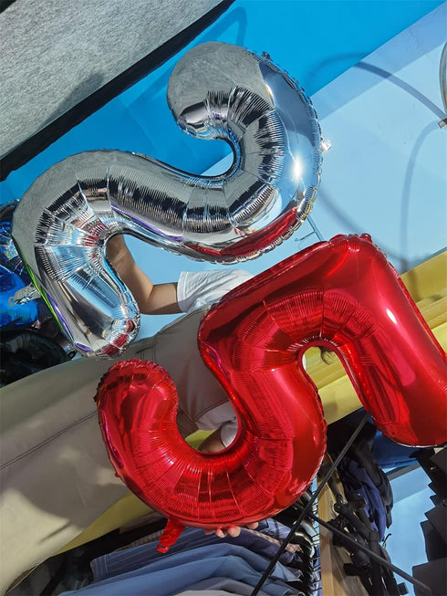 32 Inch Red Number 4 Balloons, Foil Balloon for Birthday Party Decoration Supplies