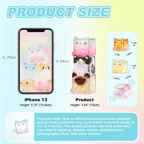 NBBRDDN (3 Square Cat Series Blind Box Figures per Box) Random Design Action Figure Cute Animal Blind Bag Collectible