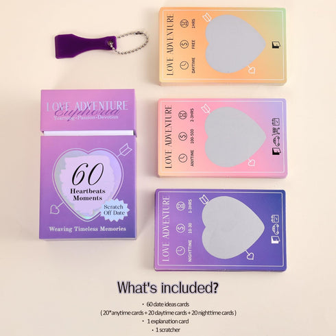60 Date Ideas Card Games for Couples - Unique Date Deck Scratch Off Cards, Great Couples Gifts for Boyfriend