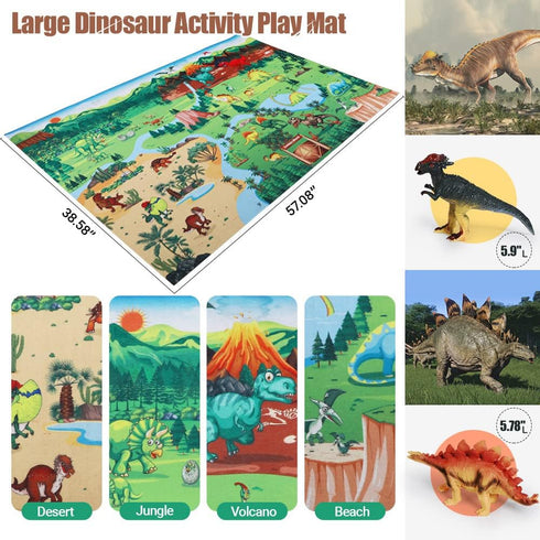 Figures,12 Playset FRUSE Jurassic Dinosaur Toys PCS Realistic Large Dinosaur Figurines with Jumbo Play Mat