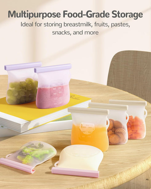 Jelly Ruru 7 8.5oz 250ml JellyRuru PCS Reusable Breast Milk Storage Bags, Standard Silicone Breastmilk Freezer Storage