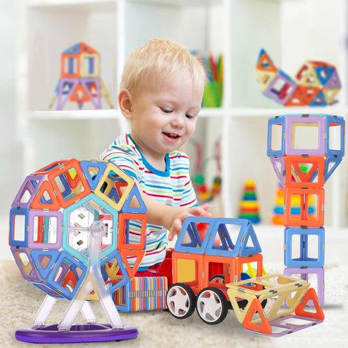 3+ Set 120PCS, MAGBLOCK Magnetic Blocks Magnet Tiles Educational Toys for Year Old Boys and Girls Gifts Learning by