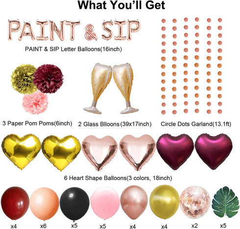 OhJeyina Paint And Sip Party Decorations, Paint And Sip Ideas Party Favors, Paint And Sip Kit for Adults, Paint And Sip