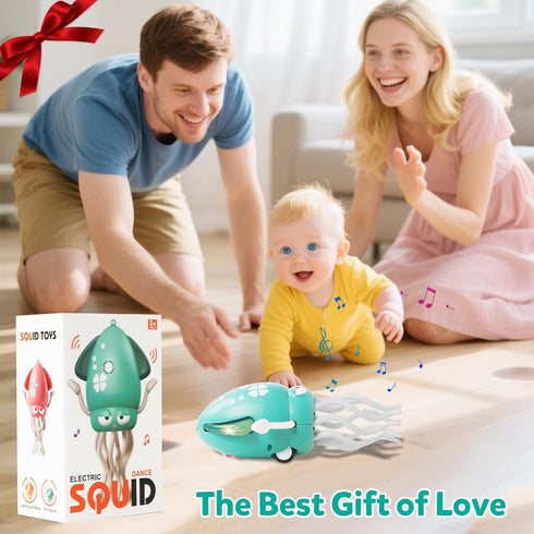 Tummy 3-6-12-18 1-2-3, Hirger Dancing Squid Baby Toys, Crawling Octopus Infant Toy for Time, Sensory Toy for Months