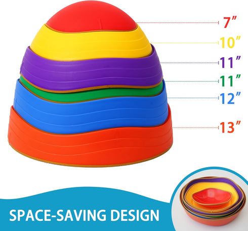 6 Pcs Stepping Stones for Kids - Toddler Sensory Balance Stones for Indoor & Outdoor Obstacle Course, Ages 3-8+