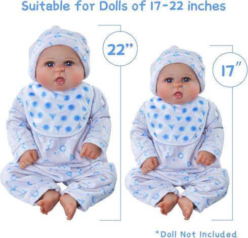 BABESIDE 8 Pcs Reborn Baby Doll Accessories with Bassinet - Outfit Accessories for 17-22 Inch Reborn Doll