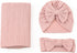 DDNFO Set Wrap.(F177) Baby Swaddle Blanket and Hat Headband for Boy Girl Newborn Baby Swaddle (Pink)
