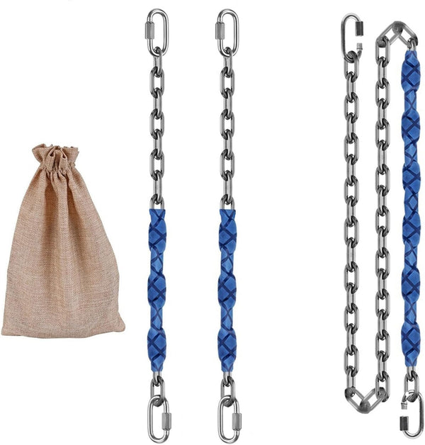 2 Stainless Steel Chains (64") - Heavy Duty Swing Hardware with 4 Quick Connection Buckles for Indoor and Outdoor