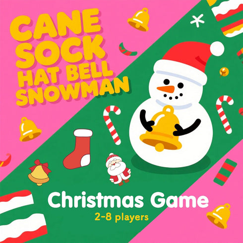 2-8 OHOME Back to School Supplies - Christmas Card Game Snowman Sock Cane Bell Hat for Family Kids Adults Teens Easter