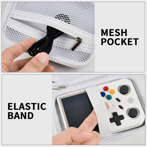 Travel Case Compatible with RG353V/RG353VS/R36S Retro Handheld Game Console - Storage Holder Organizer (White)