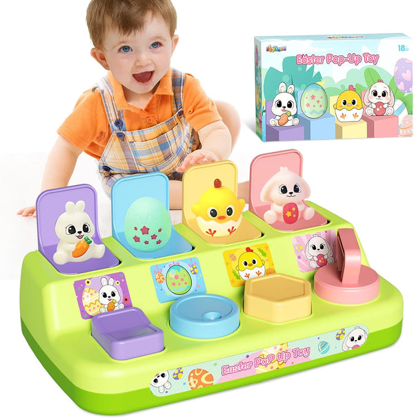 Easter Pop Up Toys for Toddlers, Interactive Educational Toys for Easter Basket Stuffers, Age 18+ Months