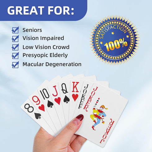 12 Pack, Fanwer Playing Cards Large Print Jumbo Poker Playing Cards for Seniors, Vision Impaired, Low Vision Crowd