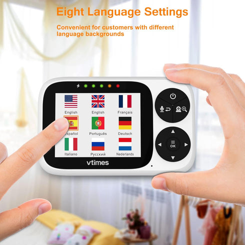 Baby Monitor with Camera and Audio, 3.2" IPS Screen Video Monitor, No WiFi, Night Vision, Portable with 1000ft Range