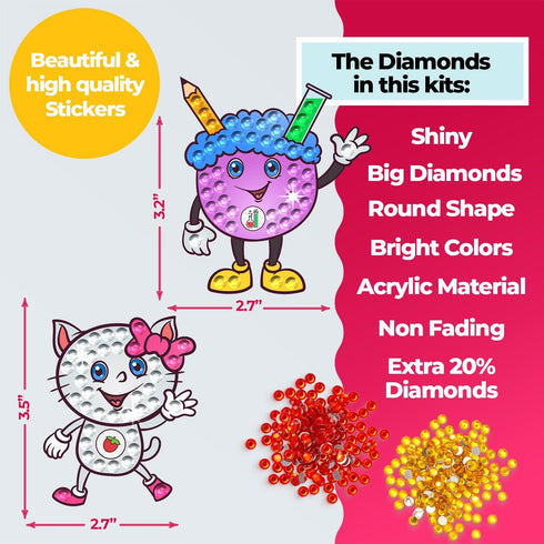 Halmolife Big Gem Diamond Painting Kits, Stickers, Keychain & Suncatcher DIY Kit, Arts and Crafts for Kids Ages 4-8+