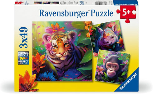 Ravensburger Jungle Babies - 3x49 Piece Jigsaw Puzzle for Kids, Unique Pieces Fit Perfectly