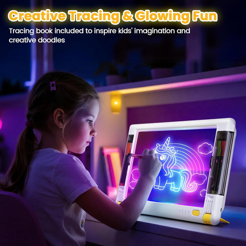 15 Inch 9-Color 5 10 Rechargeable LED Drawing Board, Light Modes Neon Art Light Up Writing Tablet Tracing Pad for Kids