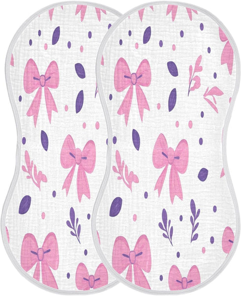 YETTASBIN Cute Bows Ribbons Muslin Baby Burp Cloth, Super Soft Absorbent Cotton Burp Rag Baby Bibs Feeding Cloth