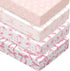 Peryiter 4 Pack Crib Sheets for Baby Pink Bow Soft Baby Bed