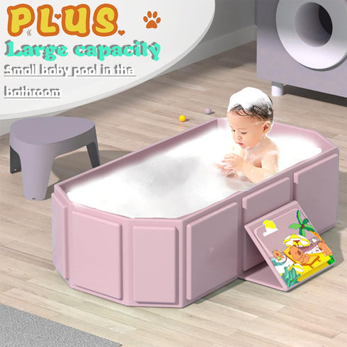 NARUNING Baby Foldable Children's Bathtub, Portable Non-Slip Shower Tray for Kids, Toddler Bath Tub with Drain Plug