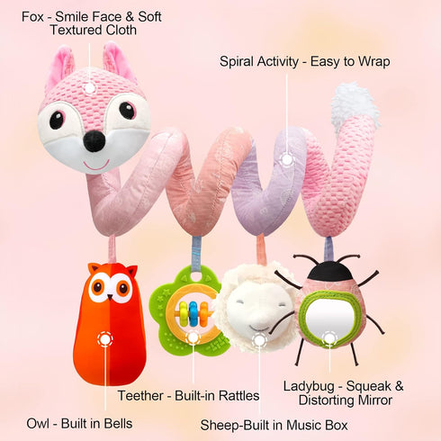 0-6 0-3 0 3 6 9 12 MONSTIME Car Seat Toys Infant Toys Months, Newborn Toys Months Brain Development for Carseat