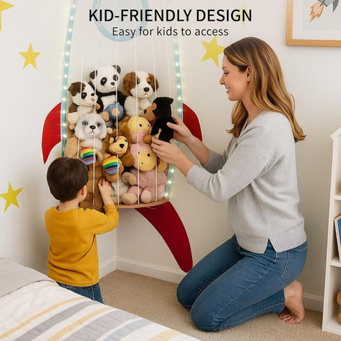 PUTSKA Nursery Furniture Hanging Organizer Wall Mounted Stuffed Animal Storage for Baby Room, Corner Plush Collection
