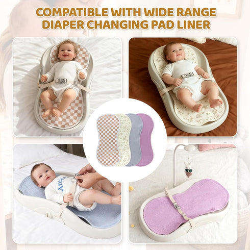 4-Pack 2-Sided Waterproof Changing Pad Liners | Fits Keekaroo Peanut Changer | Extra Thick, Ultra Soft & Absorbent |
