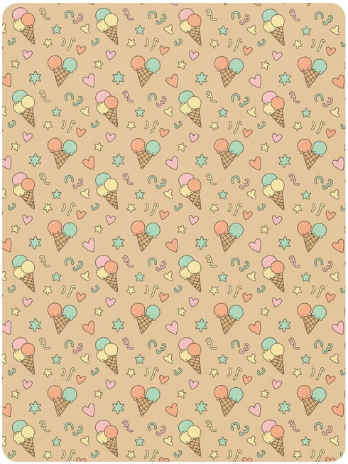 Jynexis 52x28 Ice Cream Heart Beige Pattern Baby Crib Sheets, Cotton Fitted Crib Sheet, Soft Breathable, Fits Standard