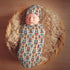 Sets Aztec Pattern Newborn Swaddle Blanket Hat Soft Baby Receiving Blankets Swaddle Sack for Baby Shower Infant Boy
