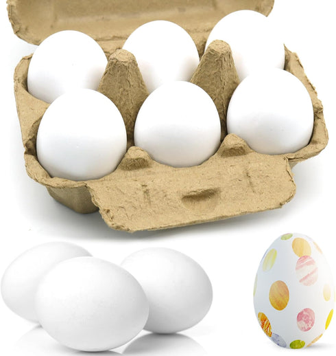 sportsvoutdoors 6pcs Wooden Fake Eggs, White Wooden Easter Eggs, DIY Kitchen Pretend Play